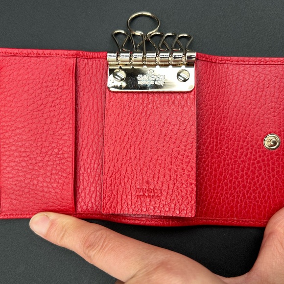 Authentic Gucci Key Case Color Red Women Fashion W 9.5cm H 7cm D 1cm - Picture 5 of 14